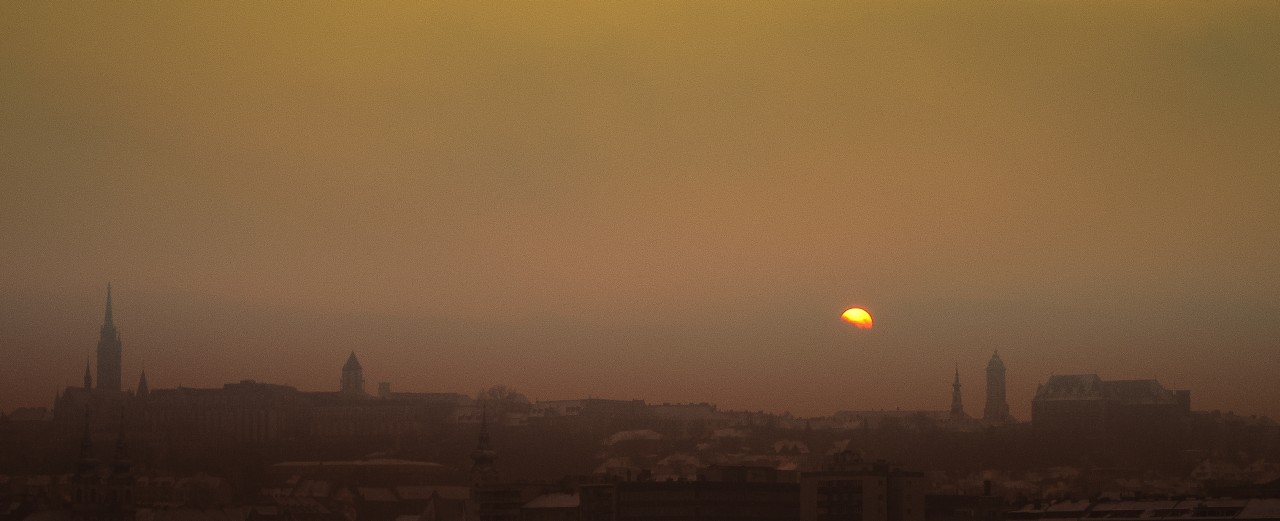 Sonnenuntergang in Budapest Winter 2010