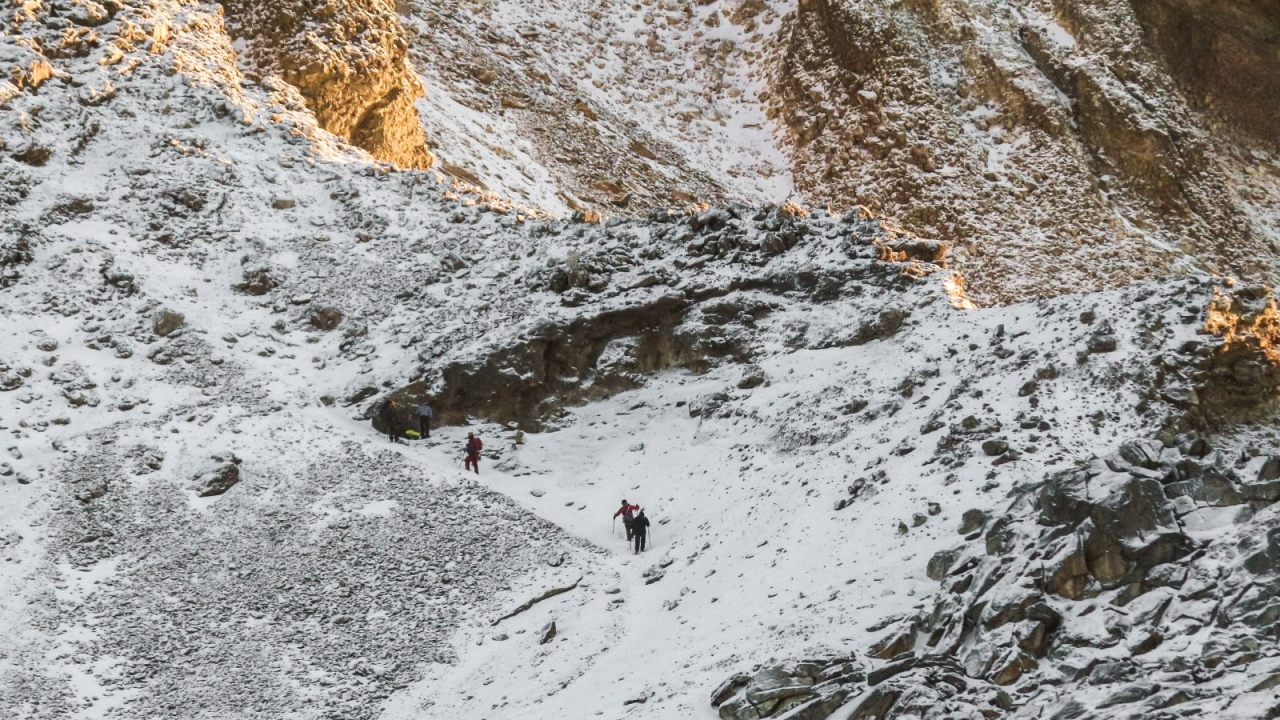 Wanderer auf dem Weg zum Gipfel des Iztaccíhuatl